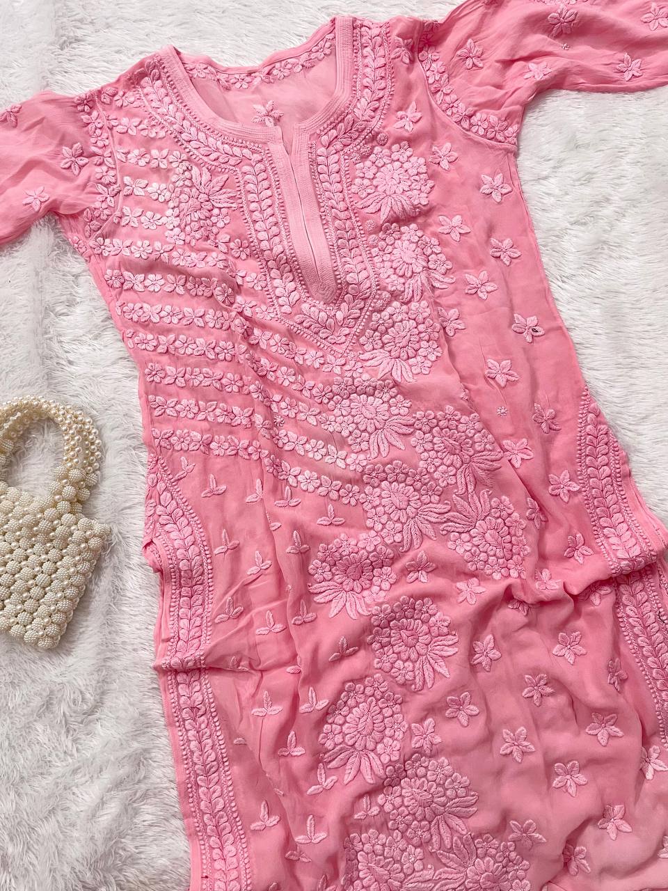 Viscose Floral Chikankari Kurti Roohri