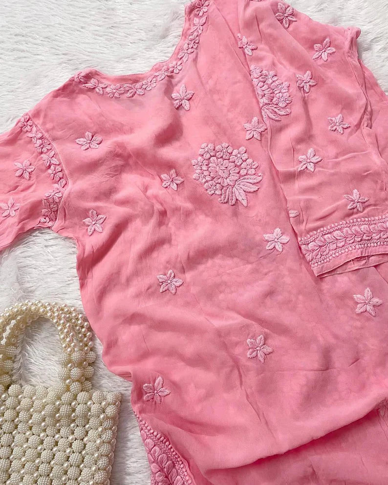 Viscose Floral Chikankari Kurti Roohri