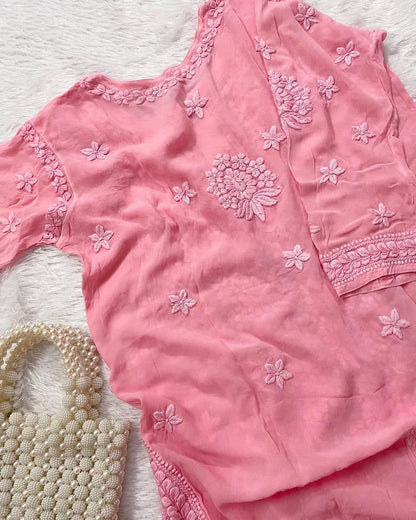 Viscose Floral Chikankari Kurti Roohri