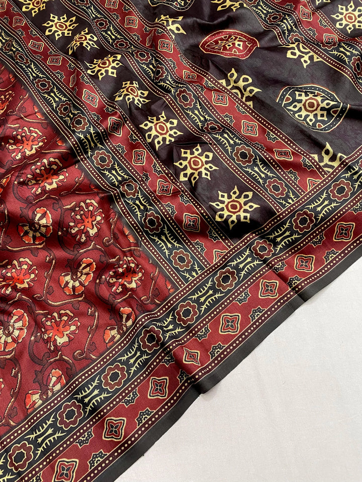 Maroon Printed Saree Roohri