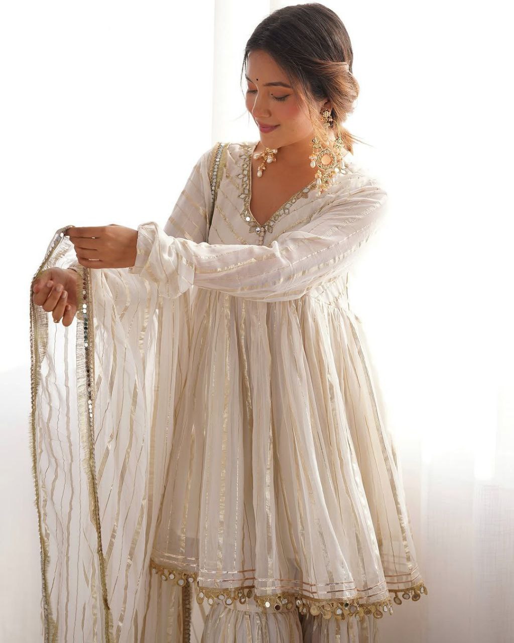 White Sharara Suit Set