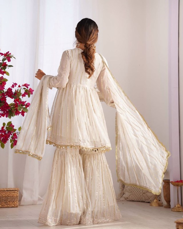 White Sharara Suit Set
