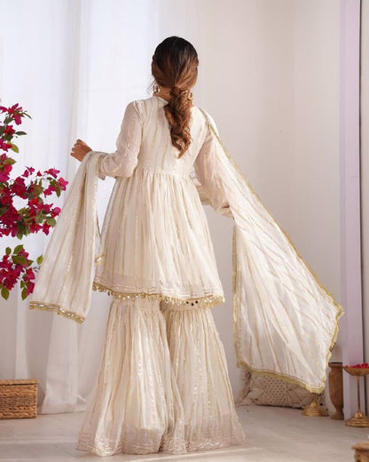 White Sharara Suit Set