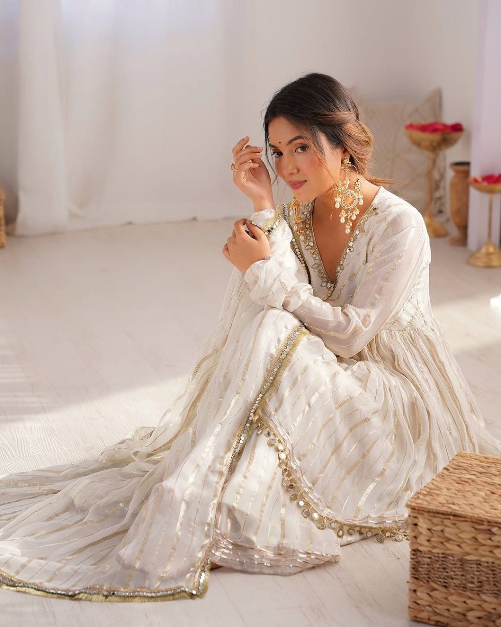 White Sharara Suit Set