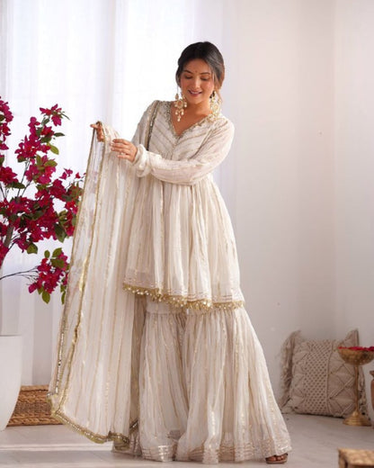 White Sharara Suit Set