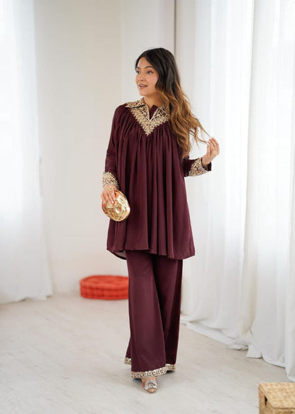 Maroon Co-ord Set Roohri