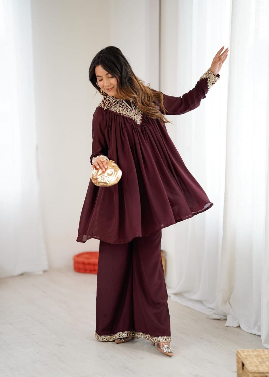 Maroon Co-ord Set Roohri