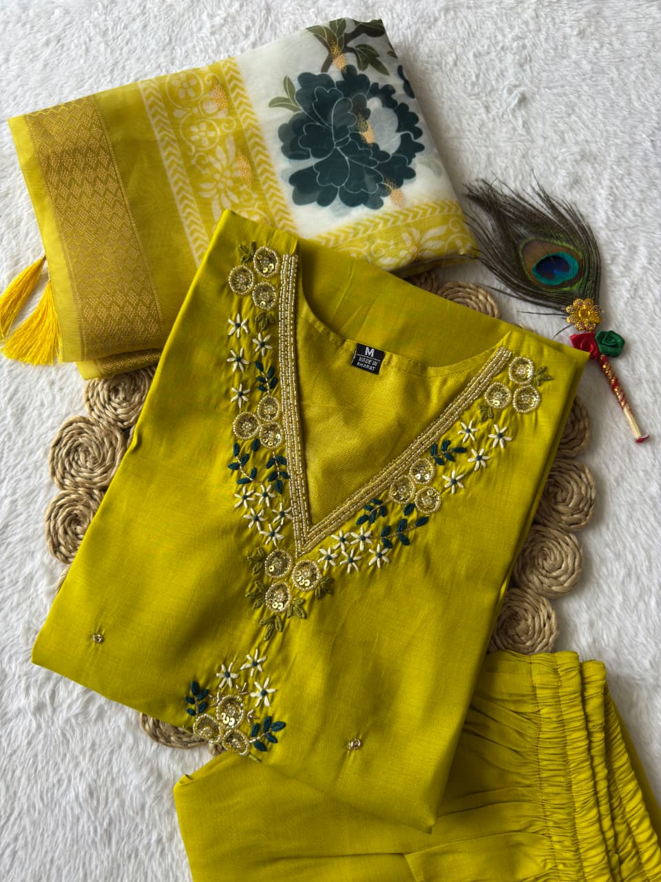 Parrot Green Suit Set Roohri
