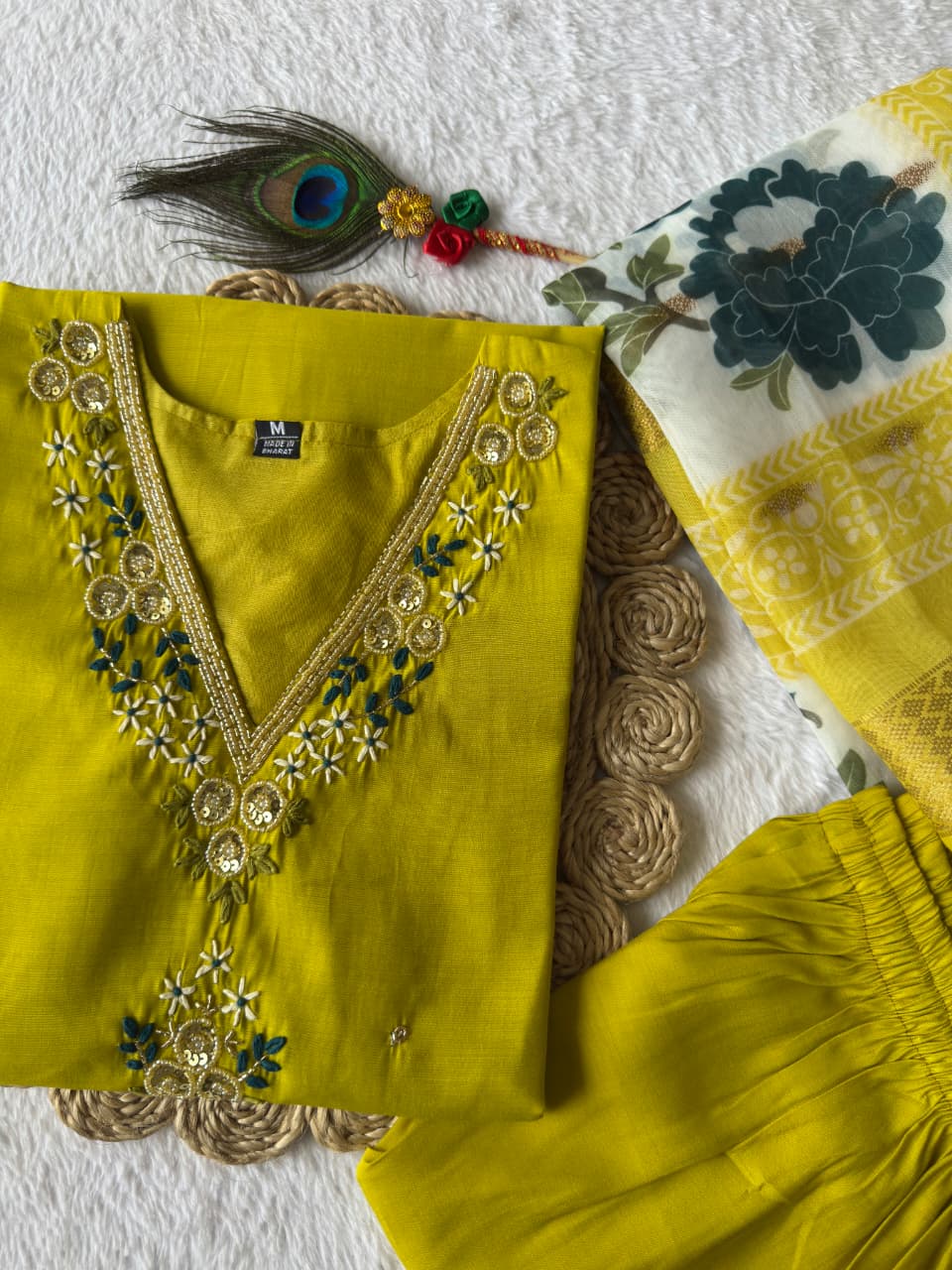Parrot Green Suit Set Roohri