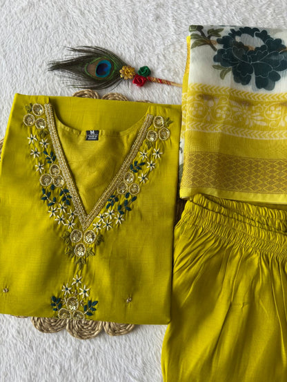 Parrot Green Suit Set Roohri