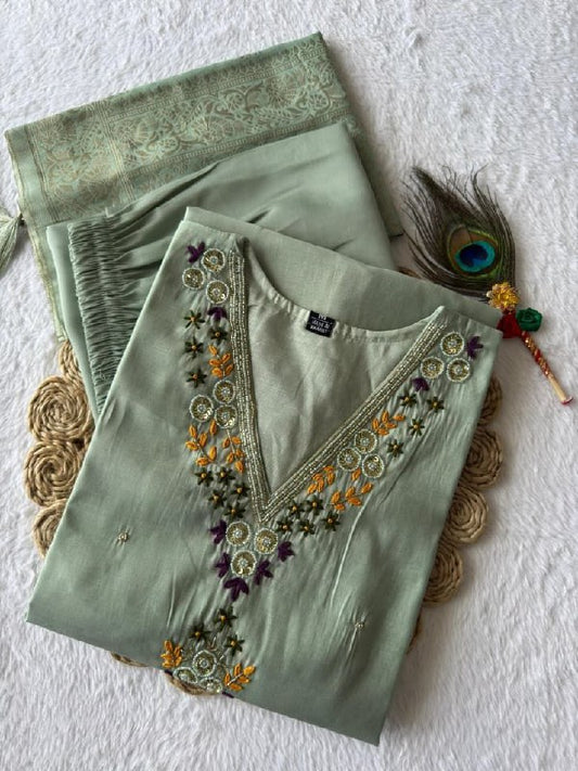 sea green suit set roohri