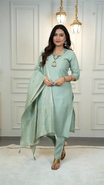 sea green suit set roohri