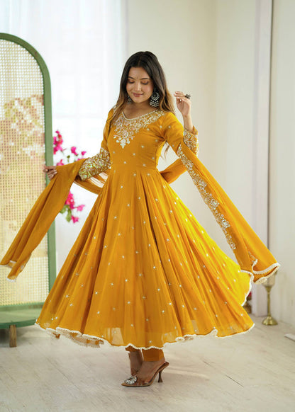 Yellow Anarkali Suit Set Roohri