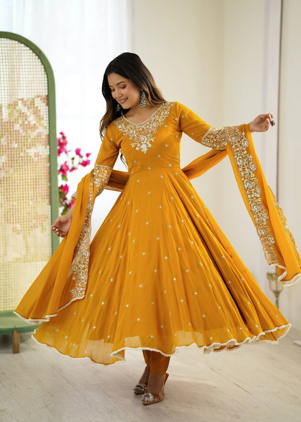 Yellow Anarkali Suit Set Roohri