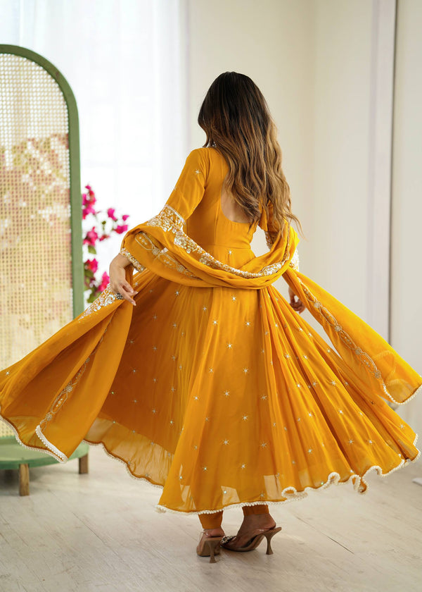 Yellow Anarkali Suit Set Roohri