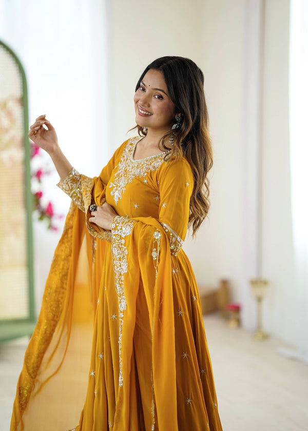 Yellow Anarkali Suit Set Roohri
