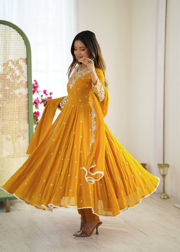 Yellow Anarkali Suit Set Roohri