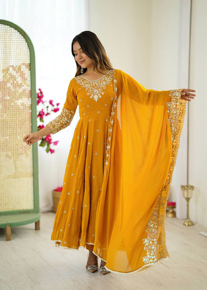Yellow Anarkali Suit Set Roohri