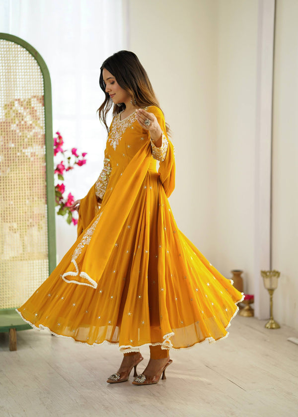 Yellow Anarkali Suit Set Roohri