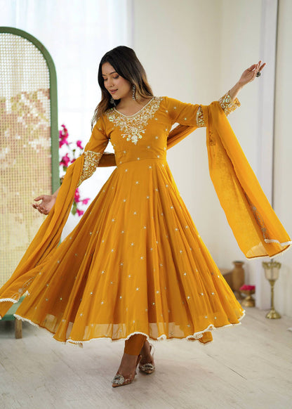 Yellow Anarkali Suit Set Roohri